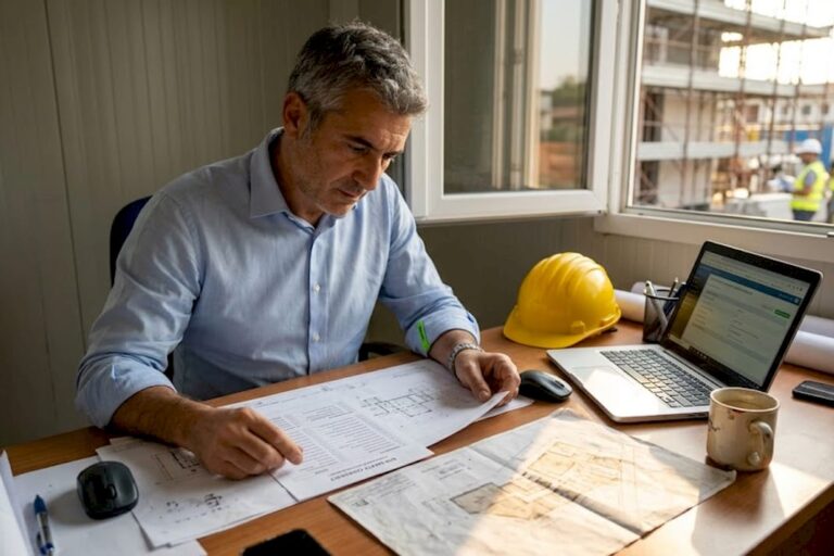 Il responsabile della sicurezza verifica il DVR direttamente in ufficio sul cantiere.